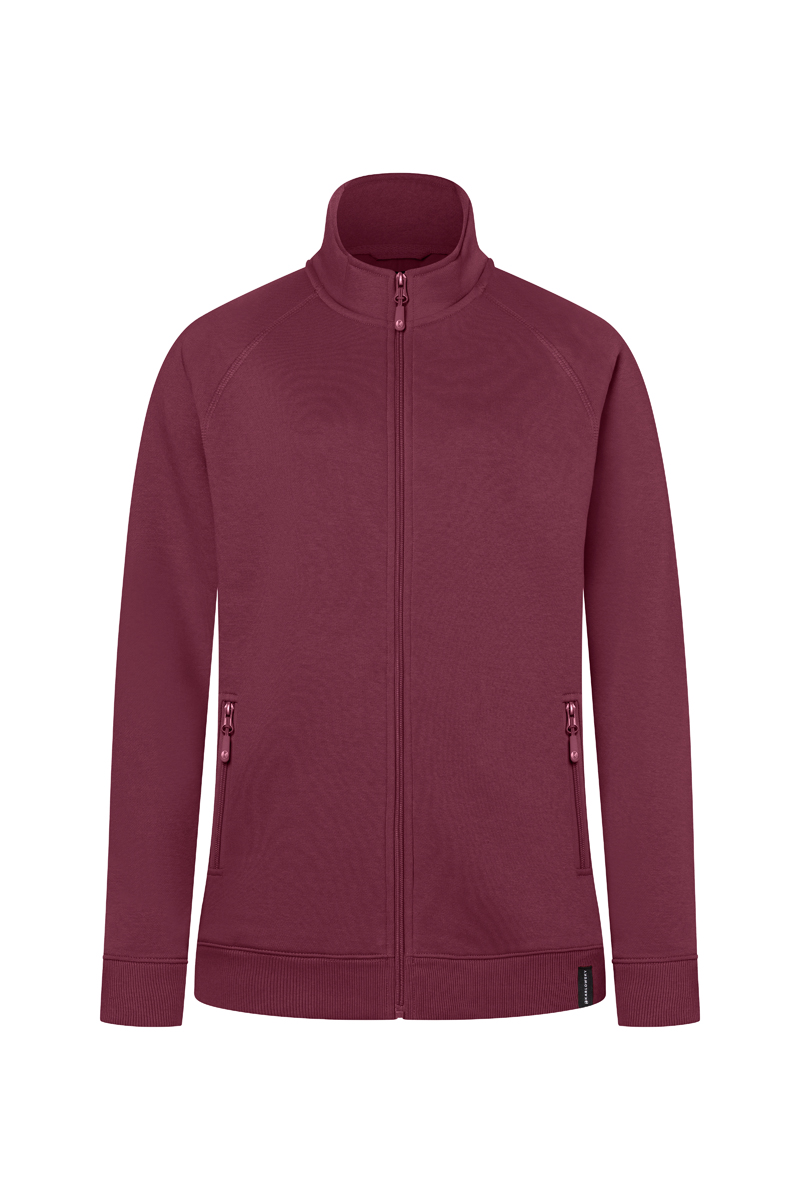 Damen Workwear Sweatjacke Soft-Face, aus nachhaltigem Material - Aubergine - L