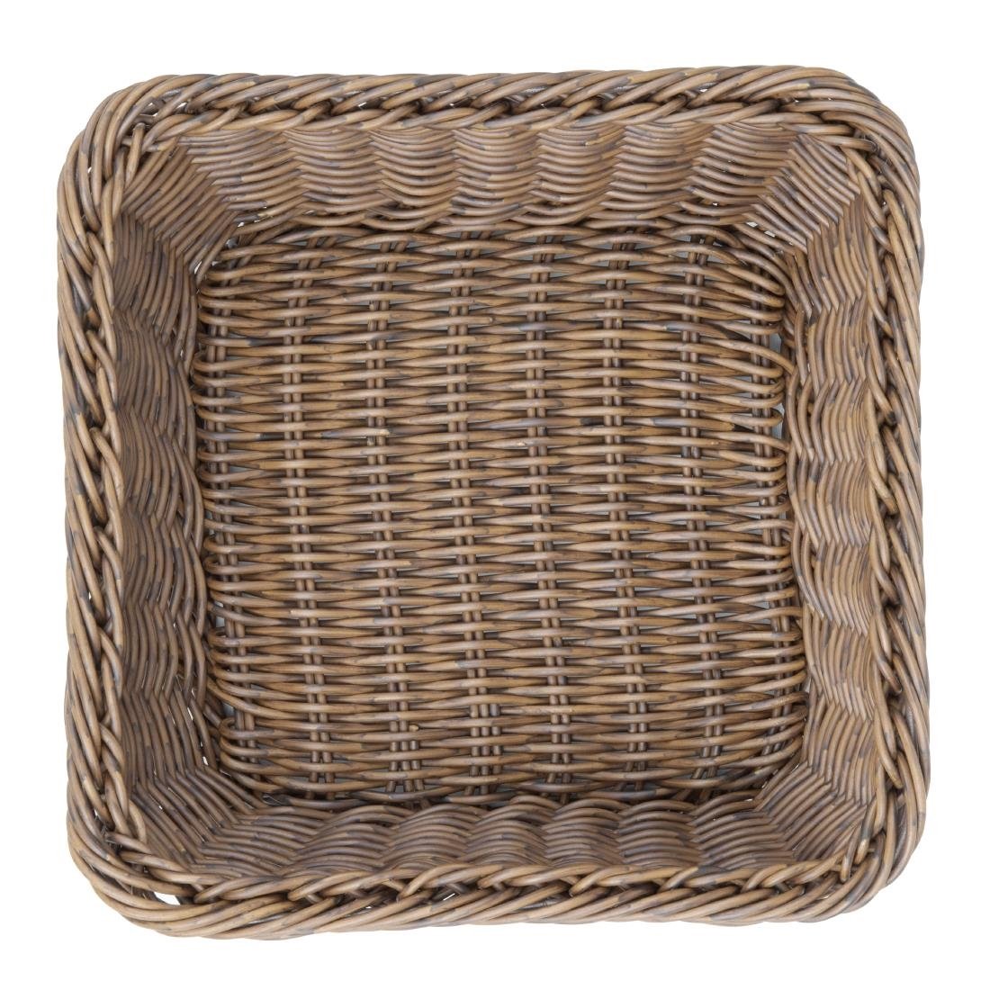 Panier carré en polyrotin marron foncé Olympia 230x230 mm