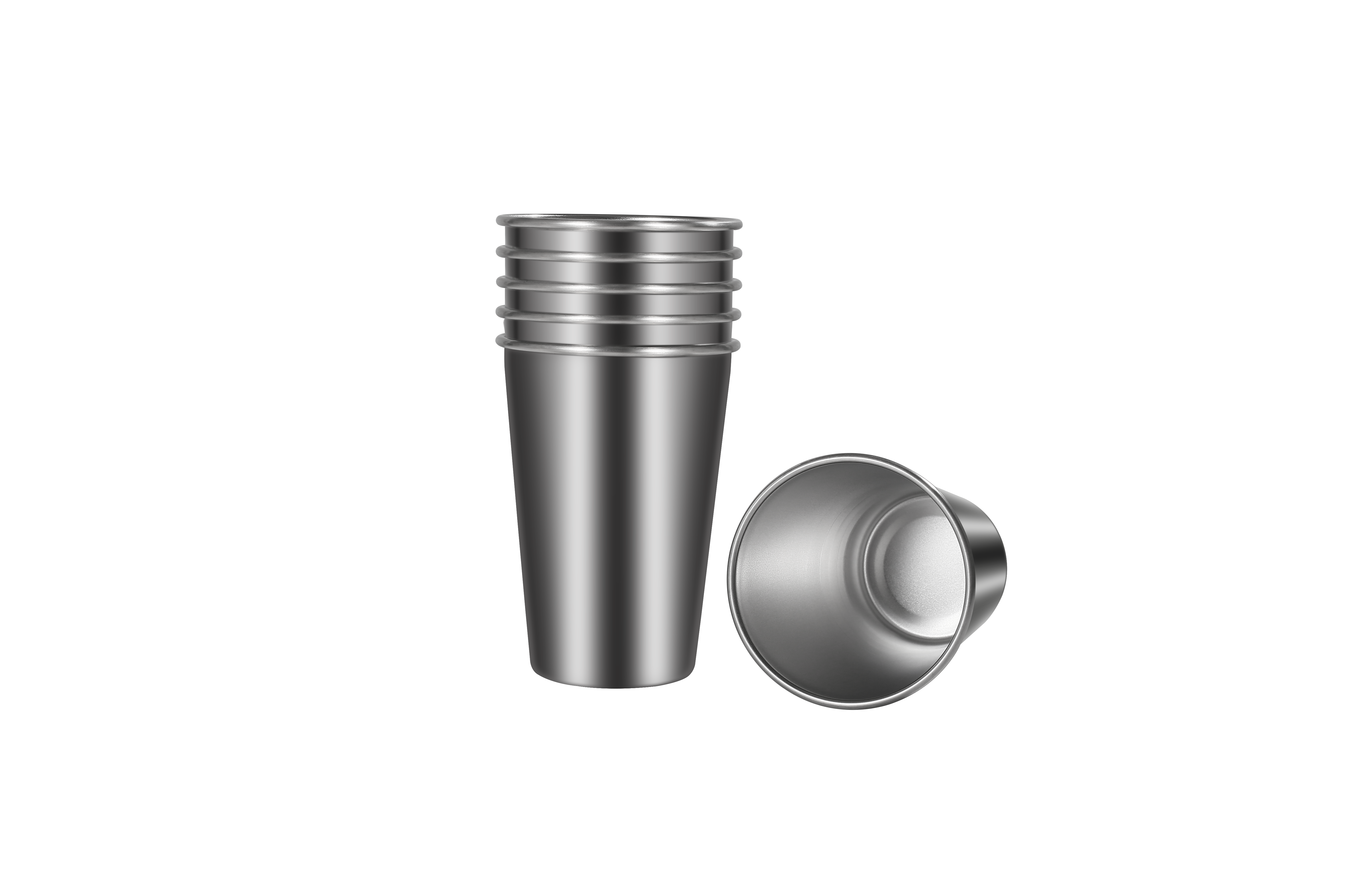 RVS drinkbekers - 6 stuks