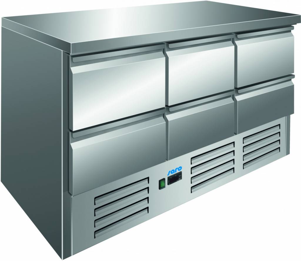 Kühltisch Edelstahl | 6 Schubladen | 1368x700x(h)870mm