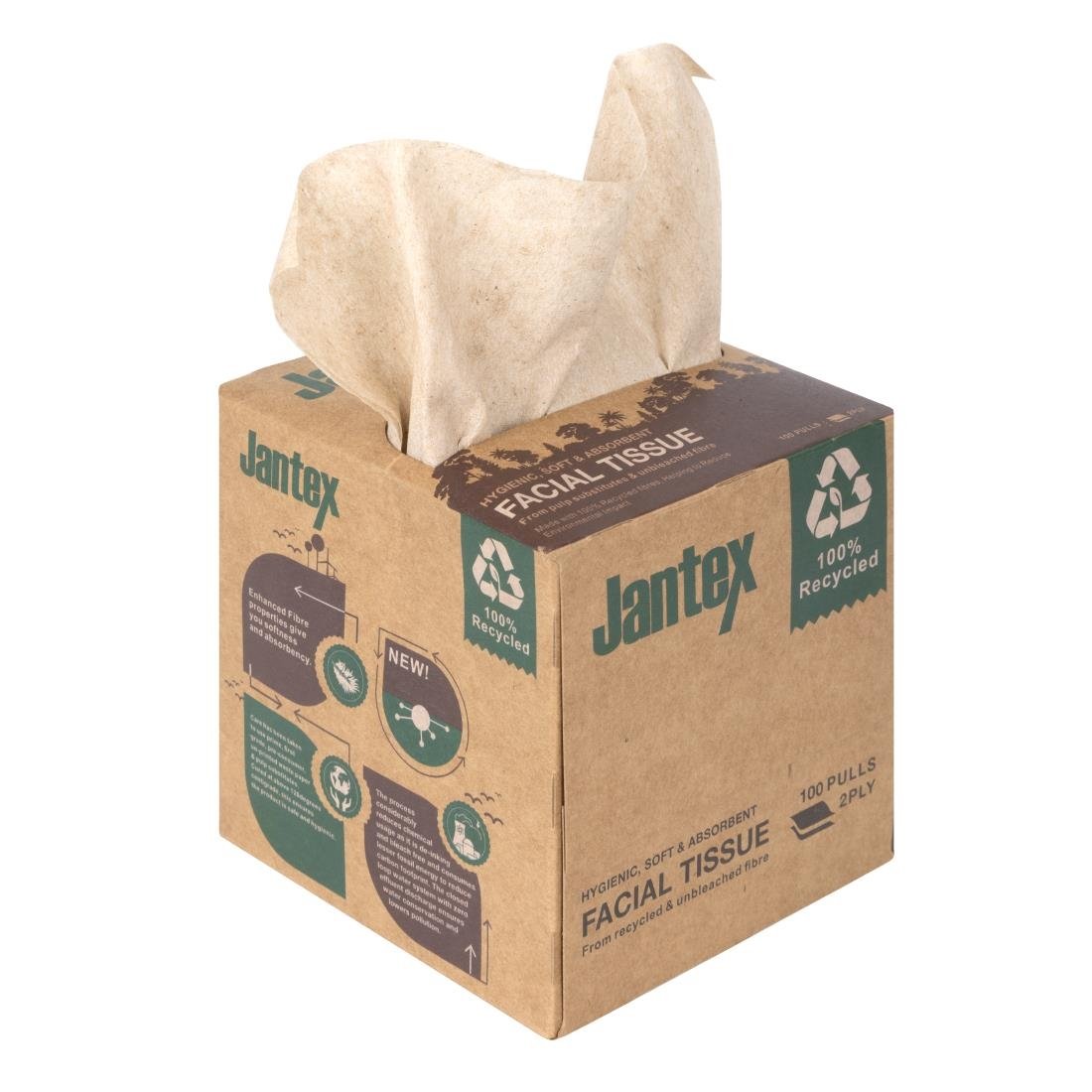 Jantex Groen 100% Gerecyclede Gezichtsdoekjes Kubus 100 Vel (36 Pak) Jantex Groen 100% Gerecyclede Gezichtsdoekjes Kubus 100 Vel (36 Pak)