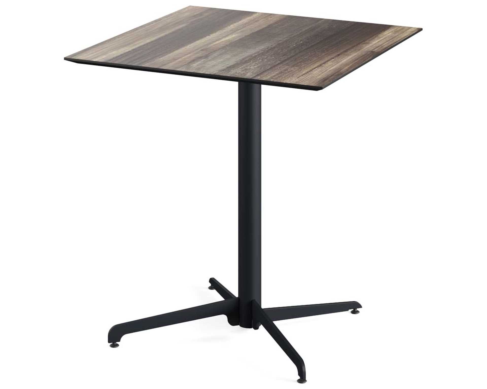 X Cross Terrassentisch schwarzer Rahmen + Tropical Wood HPL Tischplatte 70x70cm