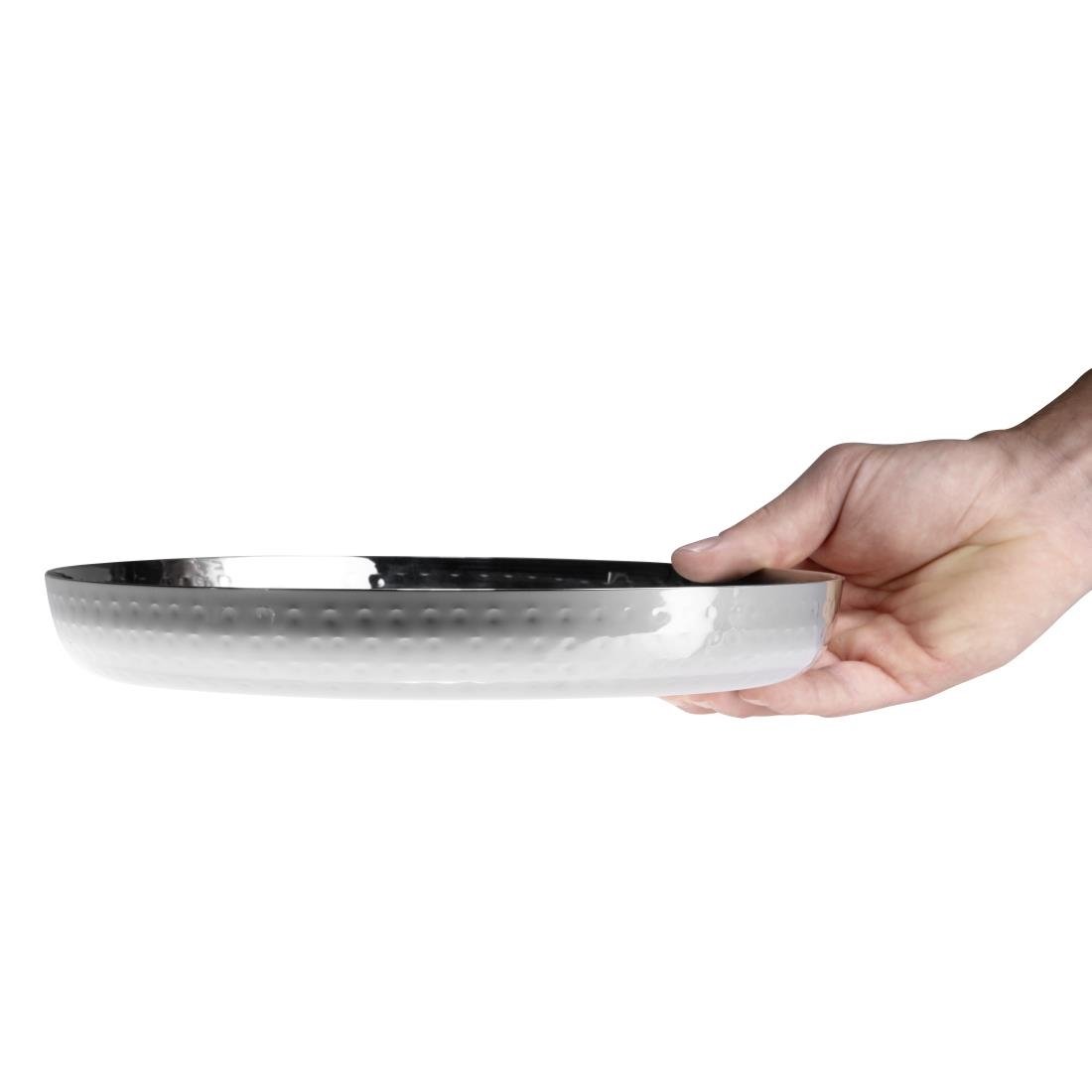 Olympia Gehämmerter Edelstahl Rundes Tablett 260x35mm