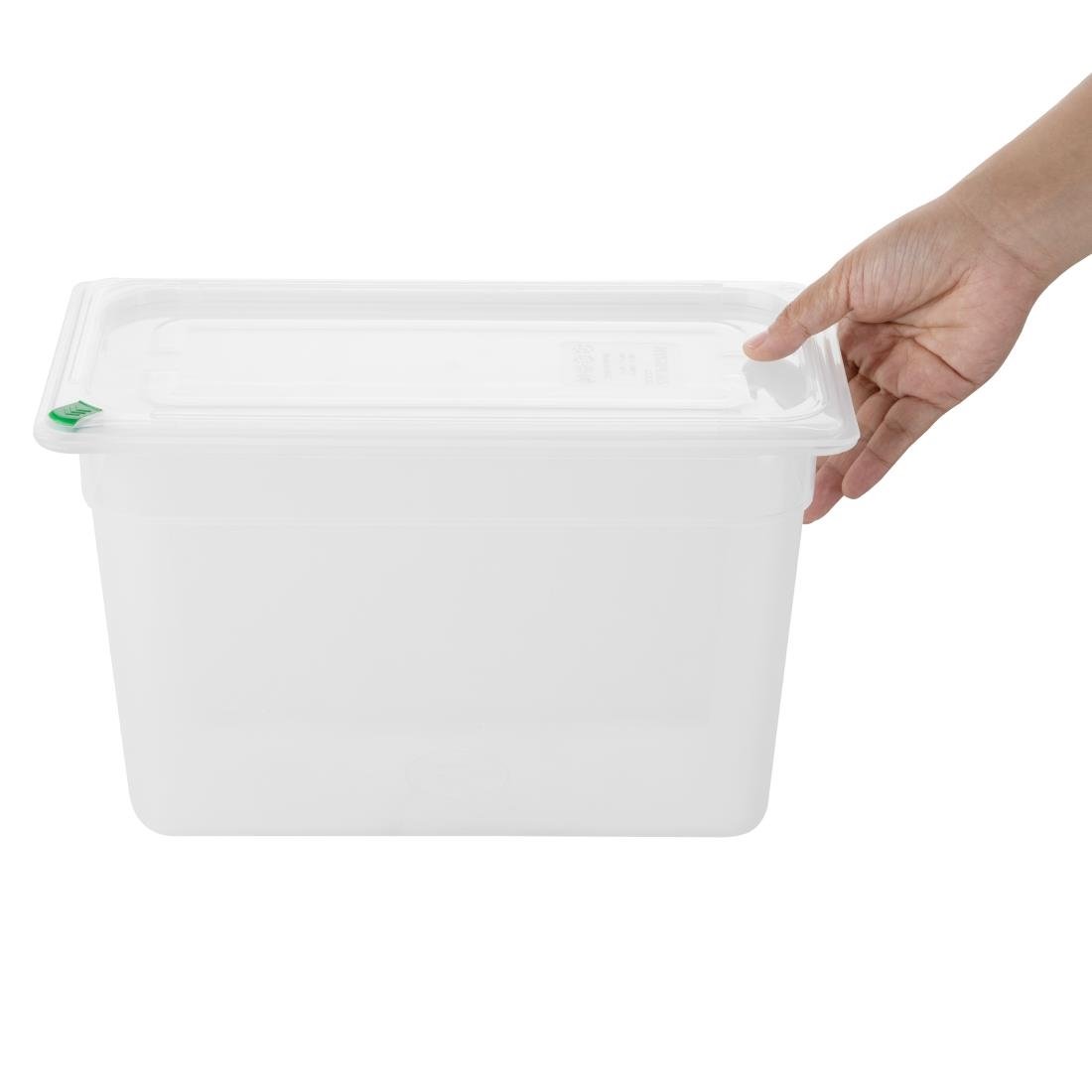 Bacs PP Hygiplas Click GN 1/3 avec couvercles et 7 clips de couleur 200mm 6,9L (lot de 4)