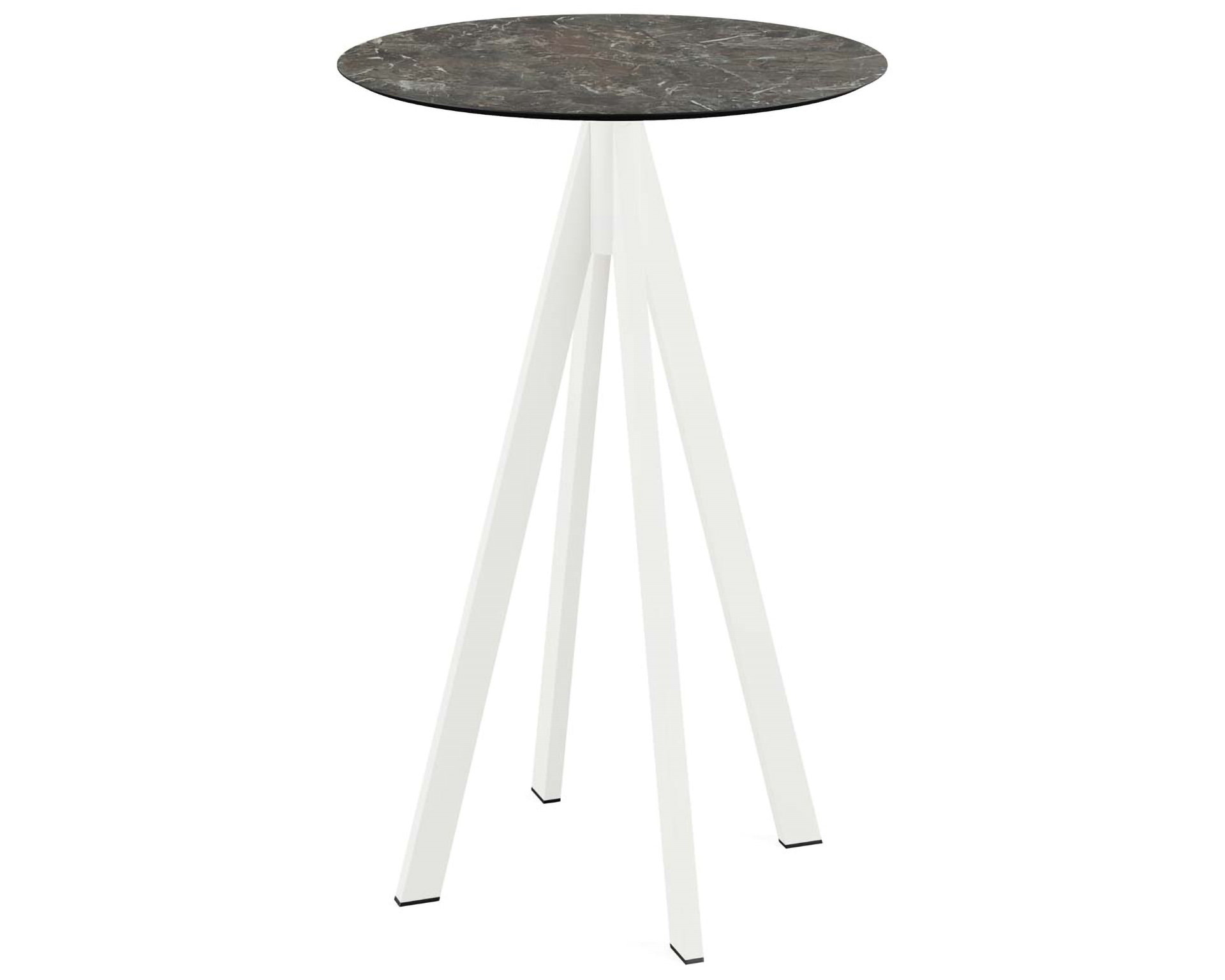 Table de bar Infinity piètement blanc + plateau HPL Galaxy Marble Ø70cm