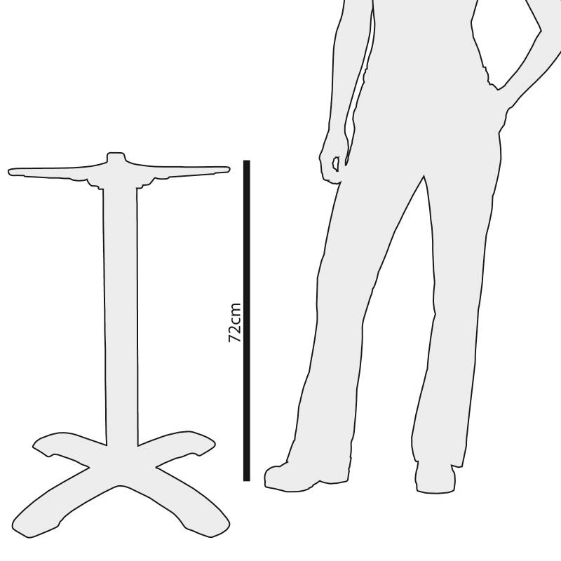 Tafelpoot Chroom - Vierkant - Hoog 72cm - voor tafelbladen tot 800mm Ø of (B)