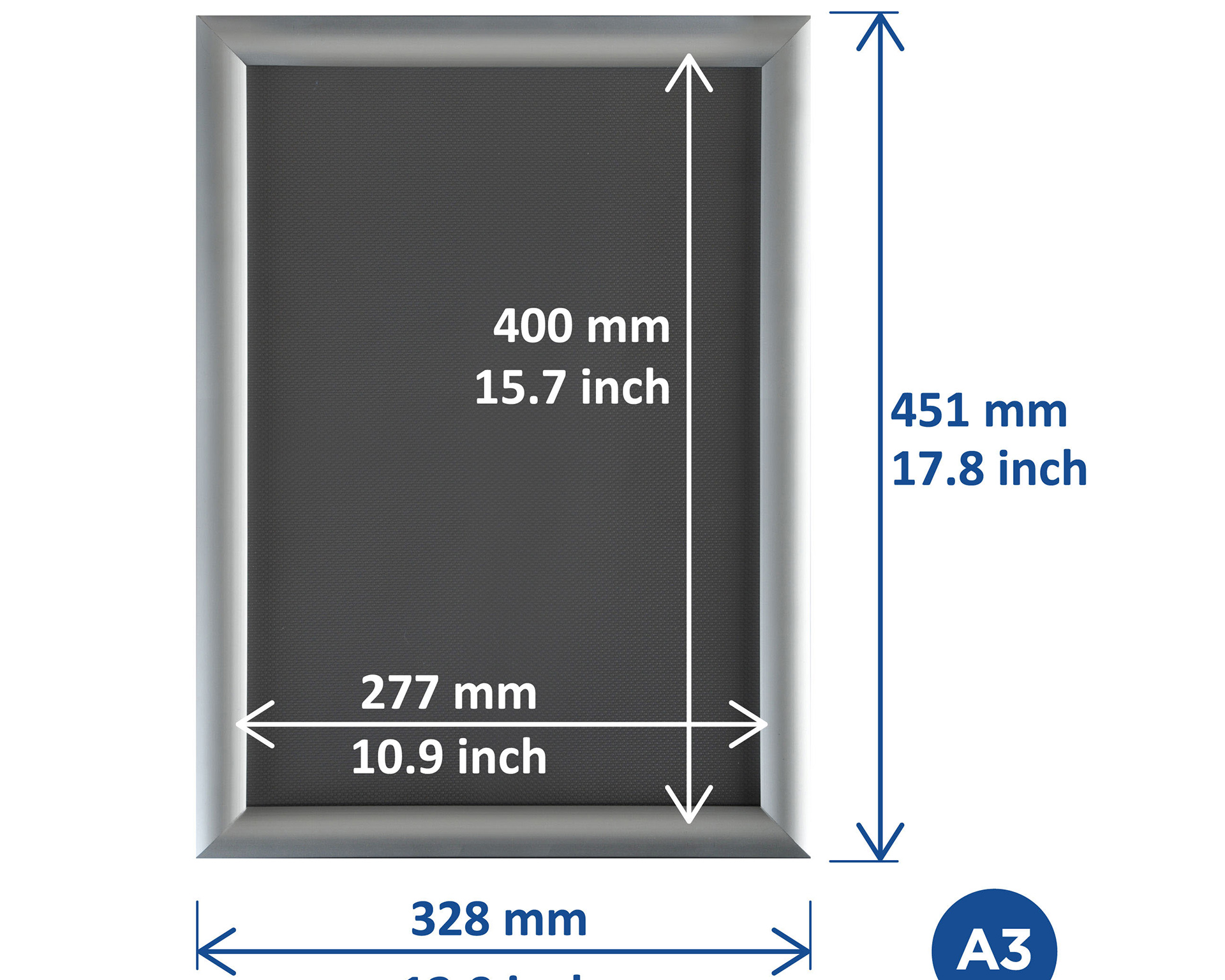Cadre à pression A3 - noir
