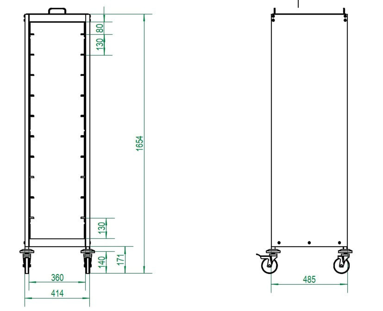 Dienbladwagen ECO 10 gesloten 350 x 450