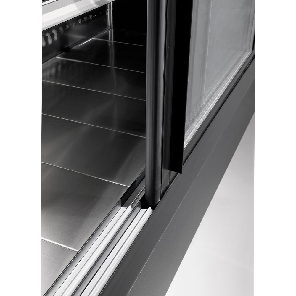 Gekühltes Wandregal, belüftet, mit Schiebetüren aus Glas - SCHWARZ