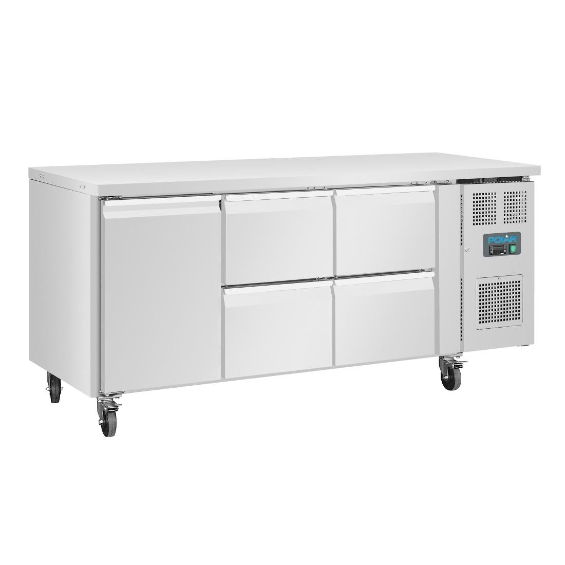 Polar U-Serie Premium Kühlschrank mit einer Tür und 4 Schubladen 358 Ltr.