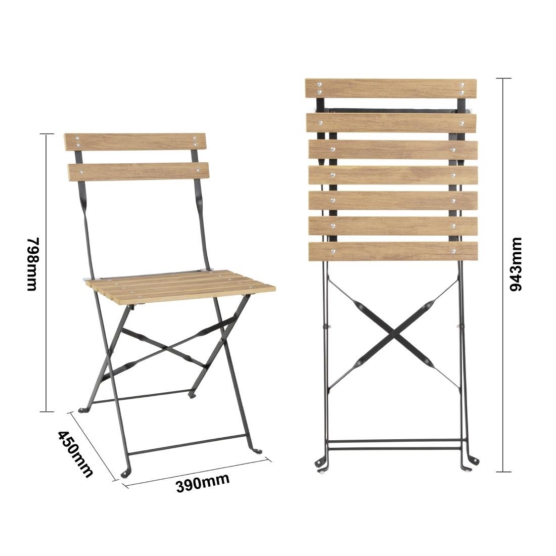 Bolero perth pavement style klapstoelen met houteffect (pak van 2)