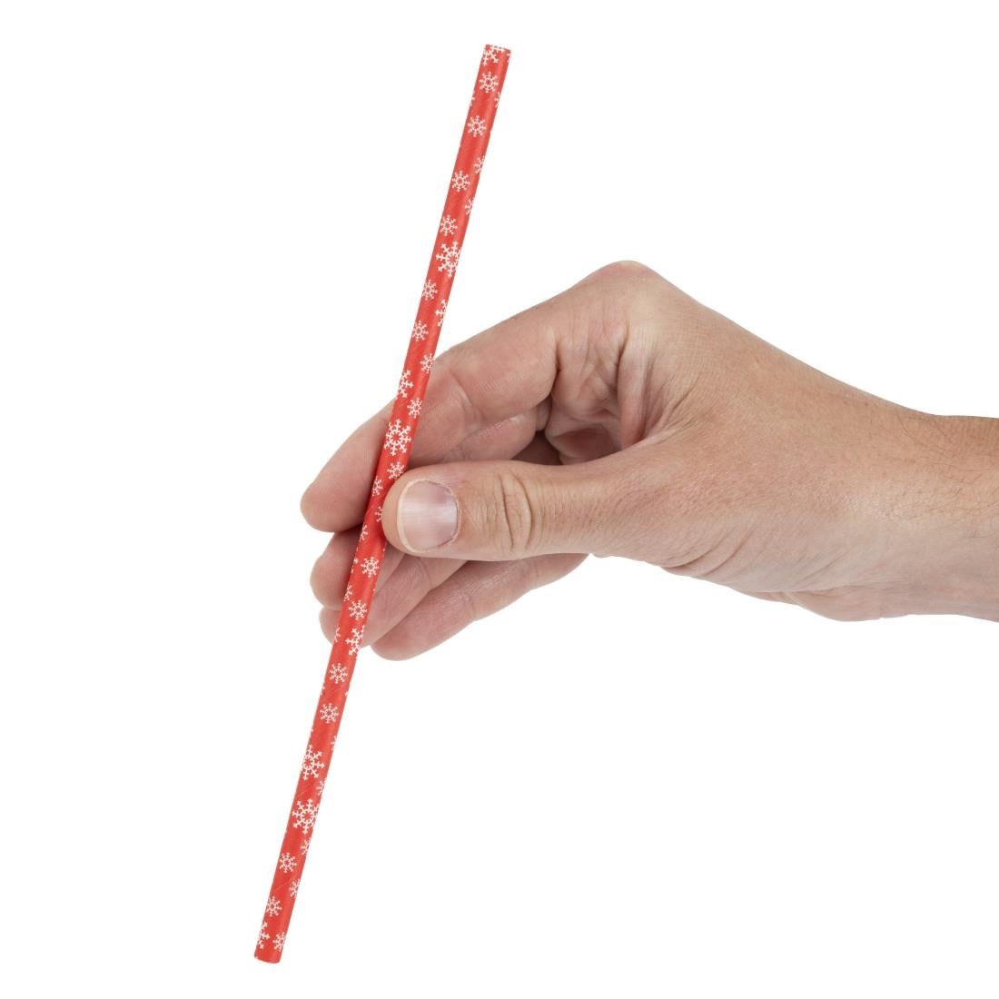 Pailles en papier Fiesta Compostable flocon de neige 210mm (lot de 250)