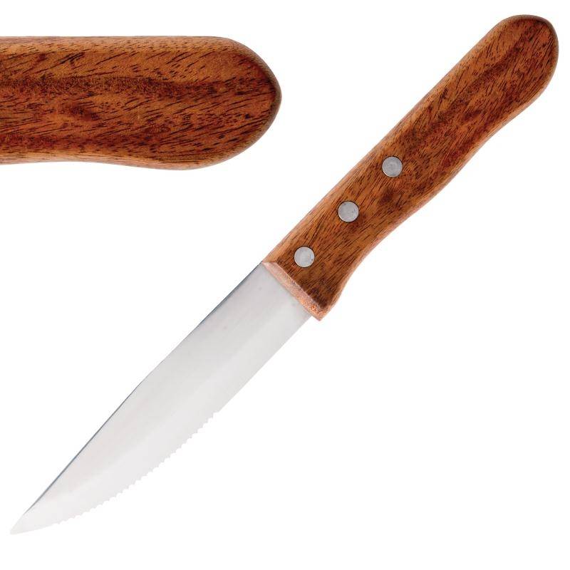 Steakmesser mit Holzgriff | 12 Stück | 25cm | Edelstahl 18/0