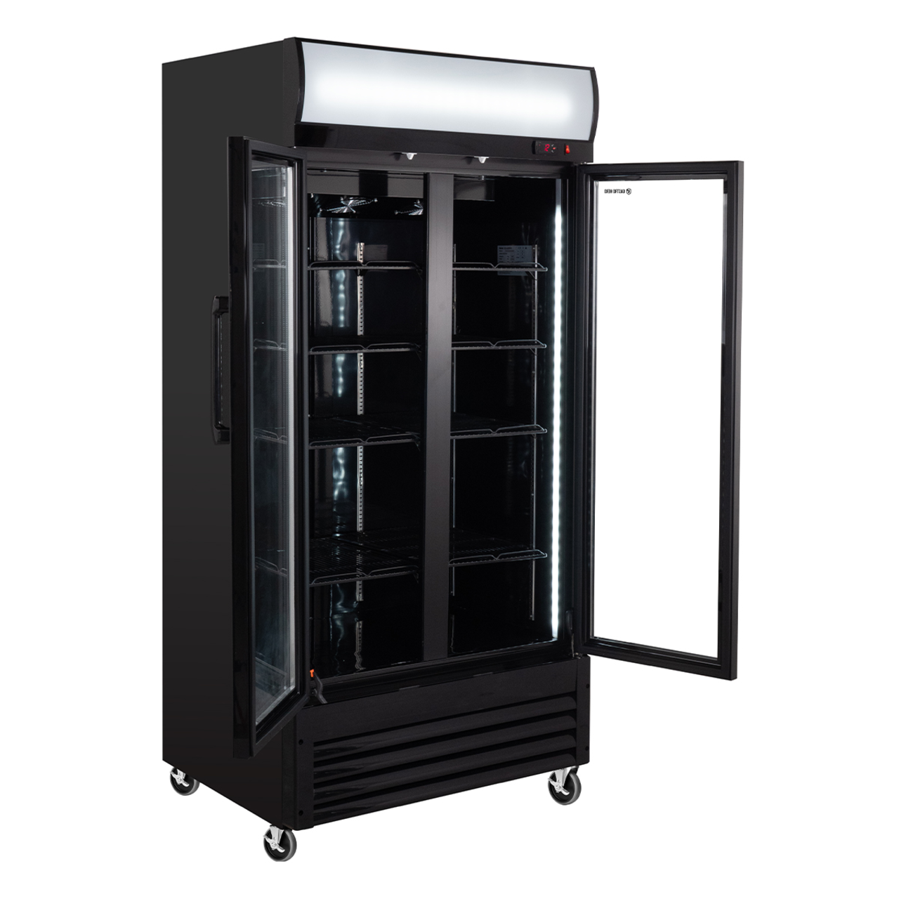 Getränkekühlschrank ECO 630 mit Leuchtaufsatz und Klapptüren
