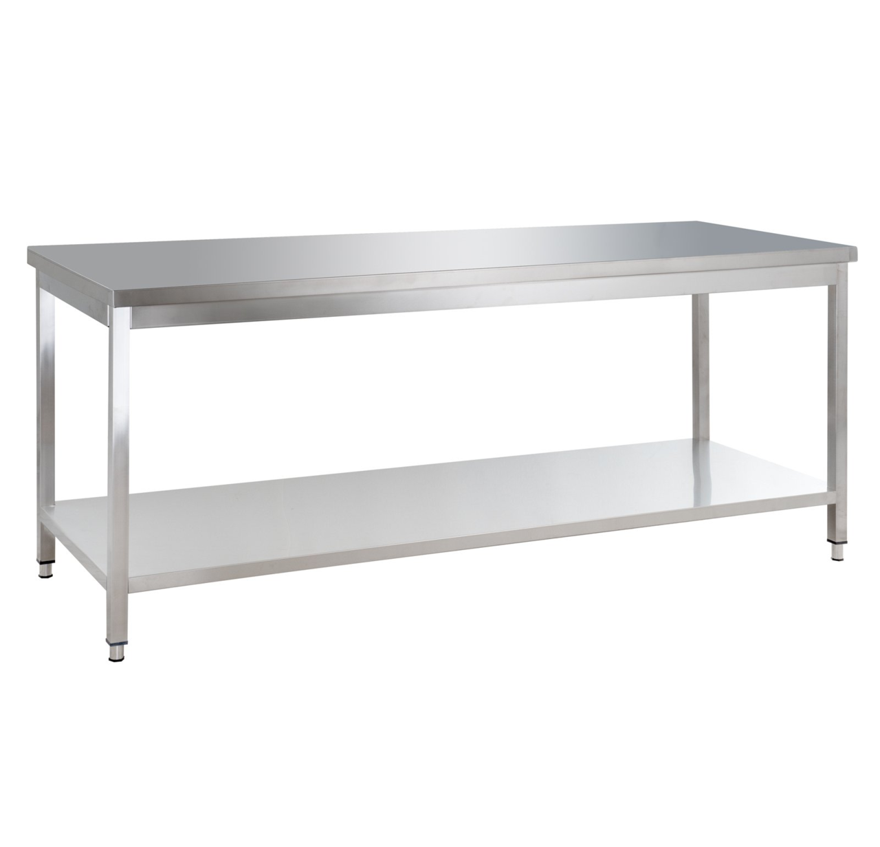 Table de travail en inox Basic 16x6 avec étagère inférieure, à monter soi-même