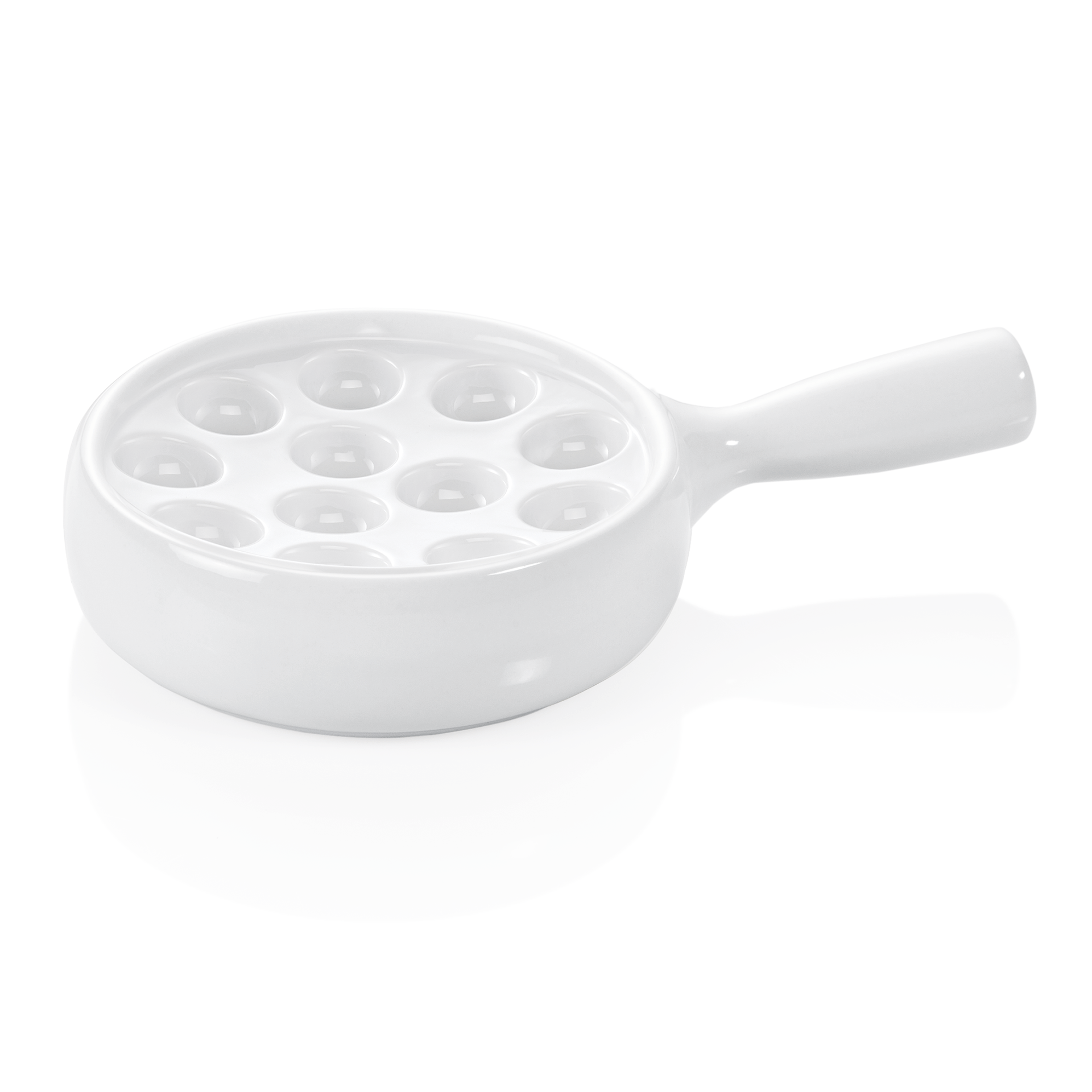 Plat à escargots en porcelaine, avec manche, pour 12 escargots, Ø 20 cm