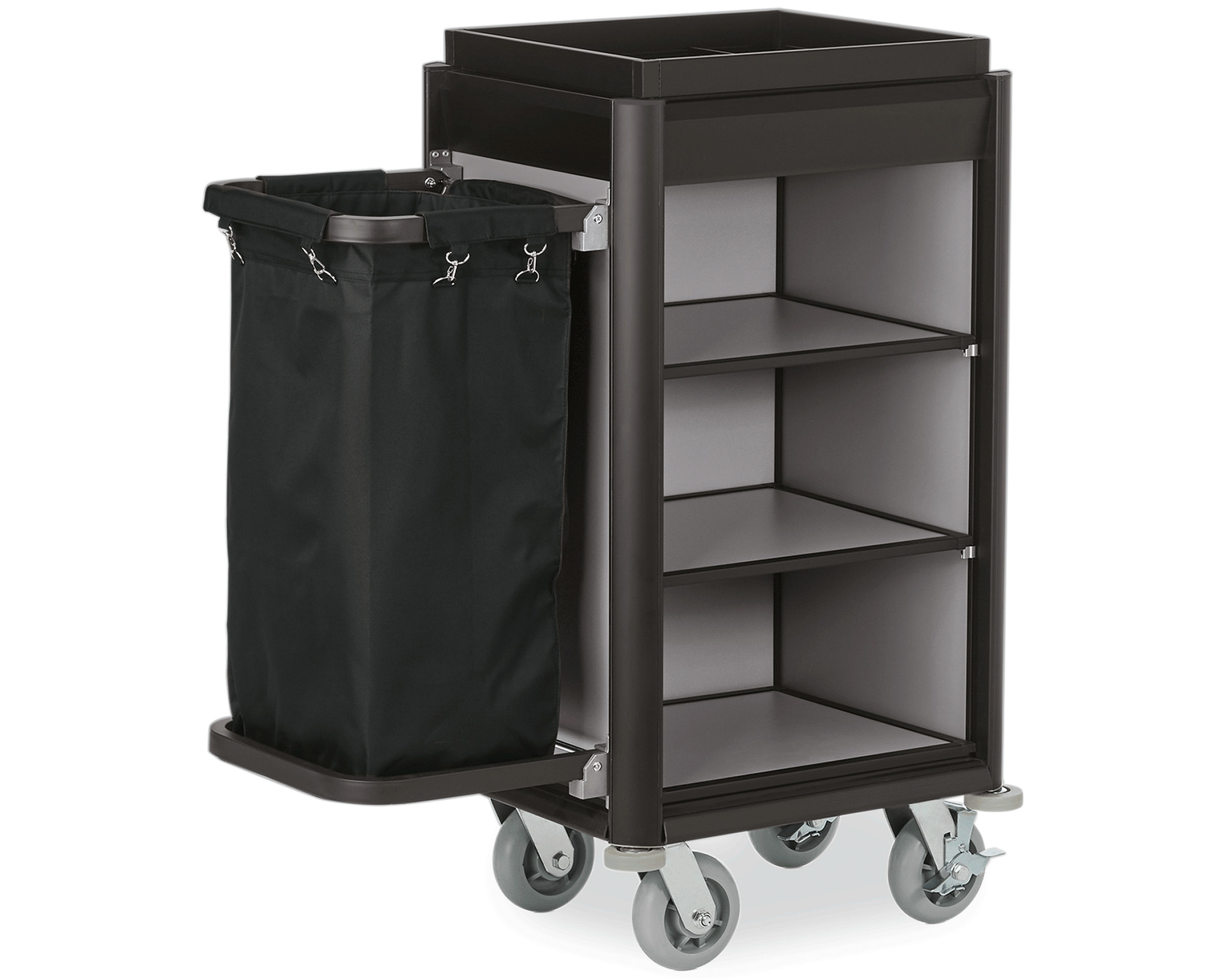 Chariot de ménage - aluminium et aspect bois MDF - 34 kg