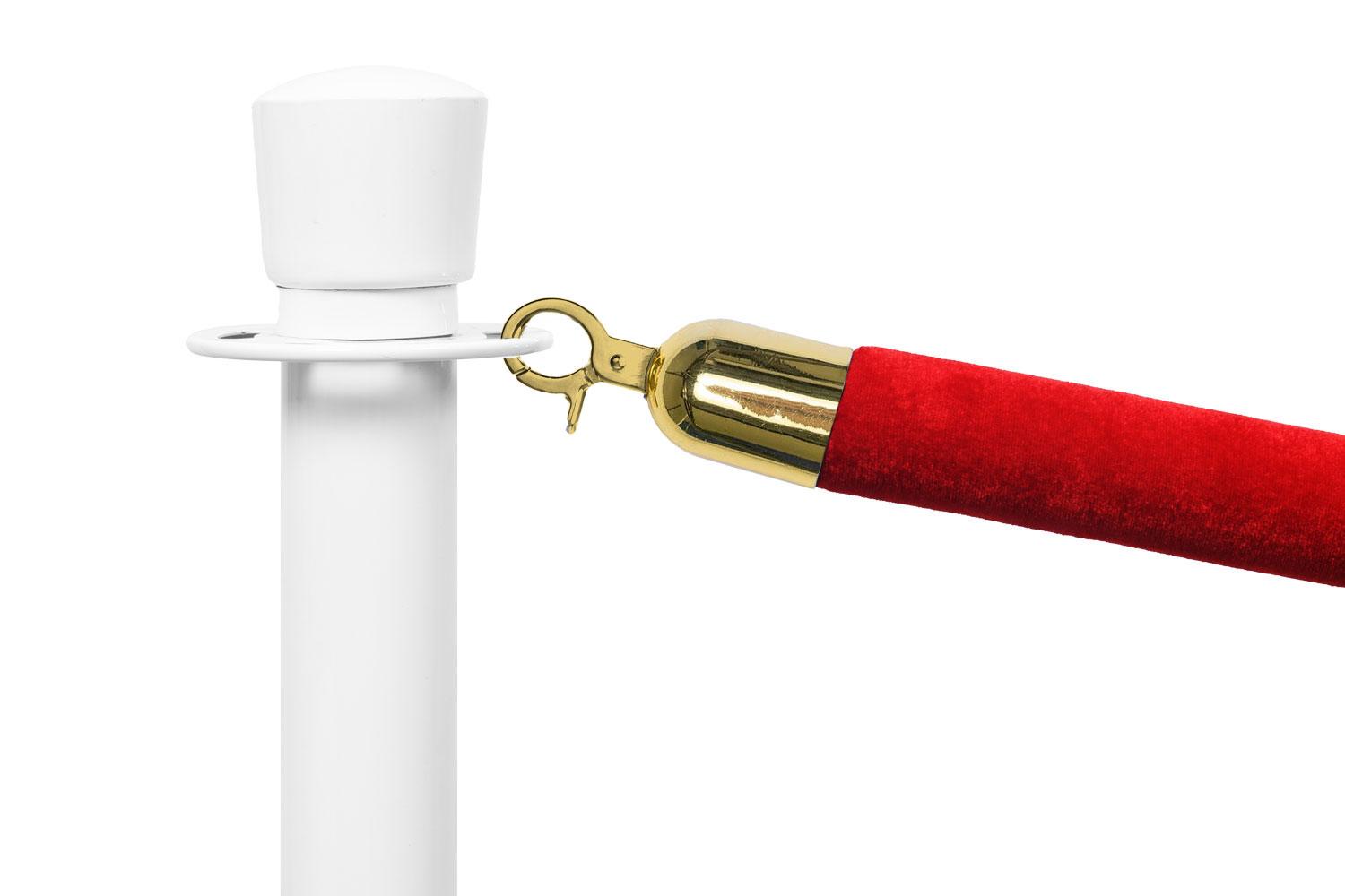 Cordon barrière luxe velours rouge - Longueur 150 cm - Laiton