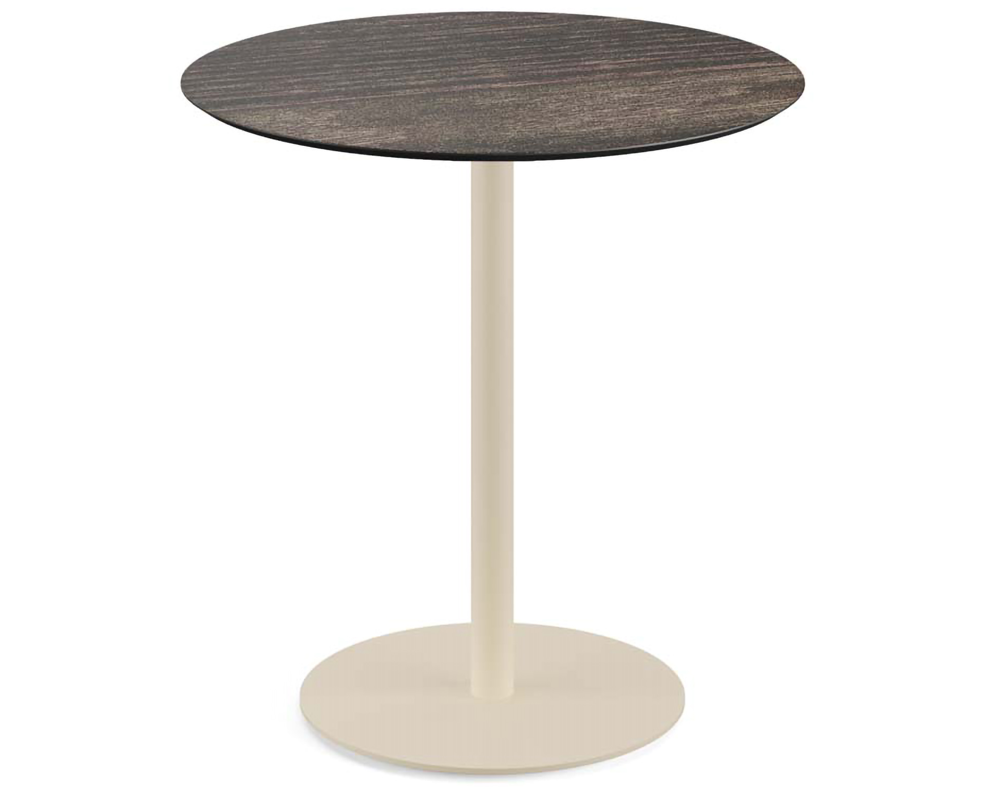 Urban terrastafel zand frame + Riverwashed Wood HPL tafelblad Ø70cm