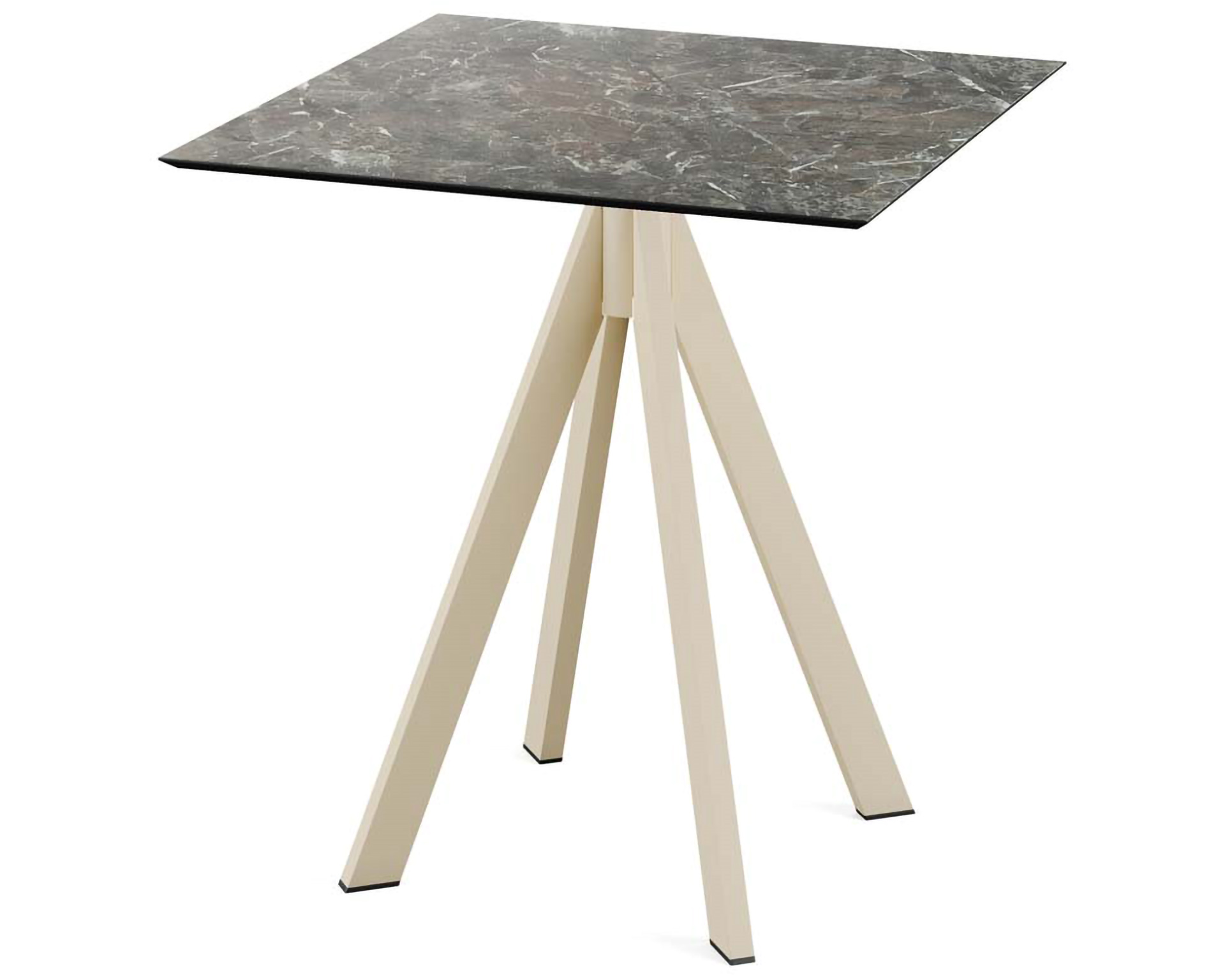 Infinity Terrassentisch sand Sockel + Galaxy Marble HPL Tischplatte 70x70cm
