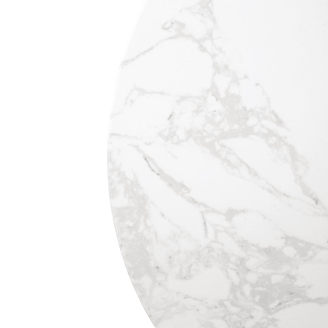 Bolero Runde Tischplatte mit Marmoreffekt Weiß 600mm