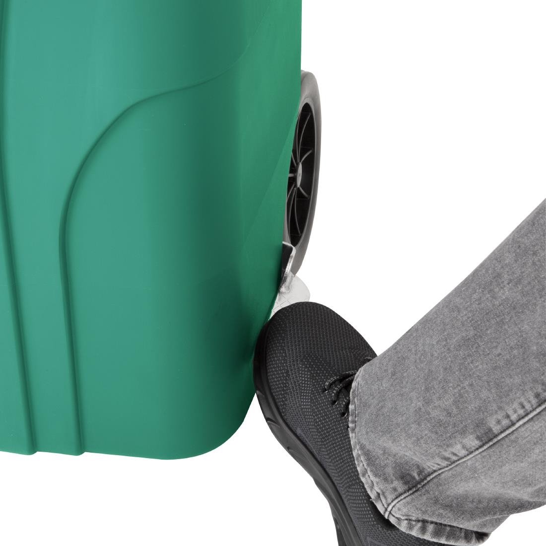 Poubelle à roulettes avec pédale Jantex 120L verte