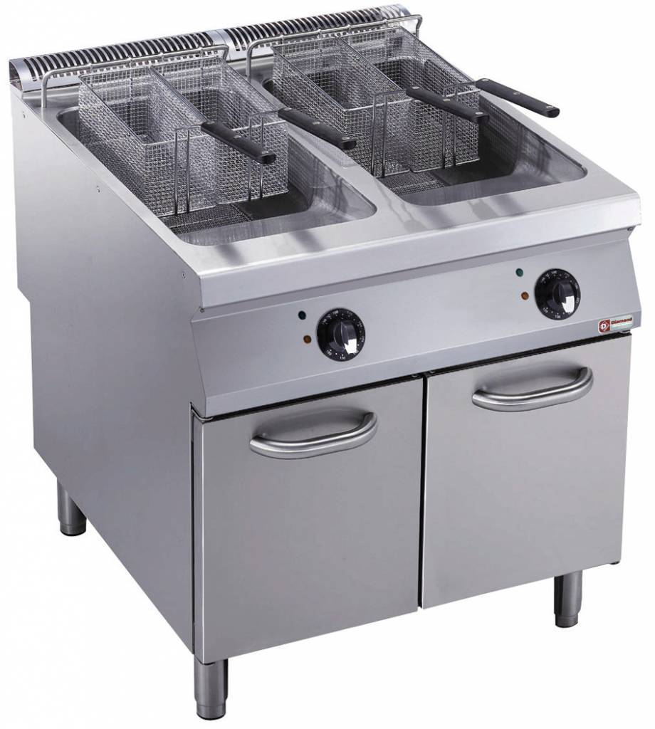 Elektro-Friteuse - mit Unterbau - 2x23 Liter - 800x900x(h)850-920mm 