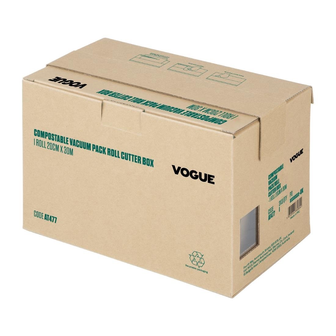 Vogue Kompostierbare Vakuumverpackungsrollen Schneiderbox 20cm x 30m