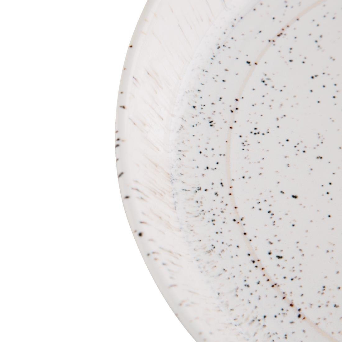Olympia Cavolo Flache runde Schale weiß gesprenkelt 220mm (4 Stück)
