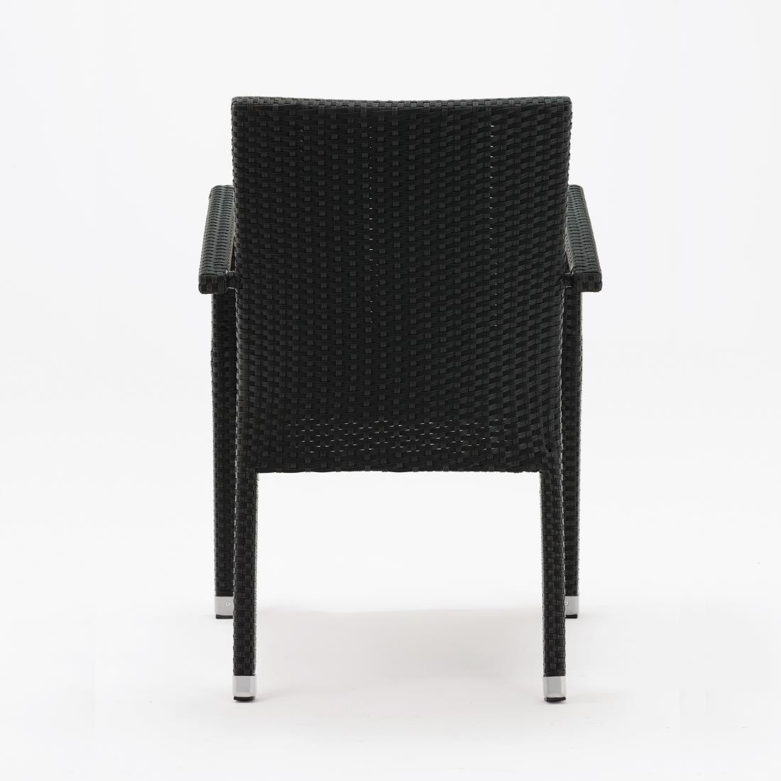 Kunststof rotan stoel zwart/antraciet - 4 stuks