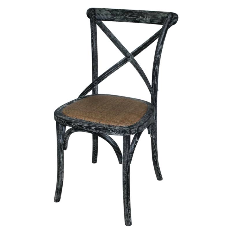 Chaise en bois avec dossier croisé - Black Wash - Prix par 2 pièces