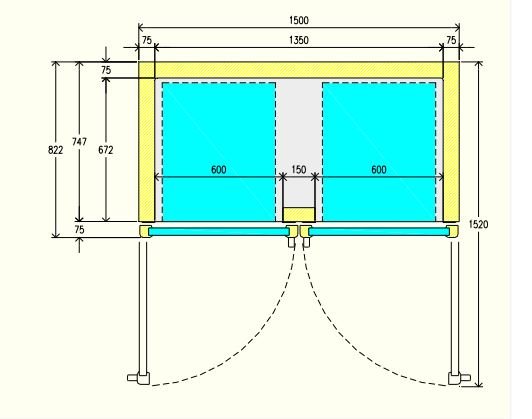 Tiefkühlschrank mit Glastüren | Edelstahl | 1400 Liter | 1500x820x(h)2030mm | DeLuxe
