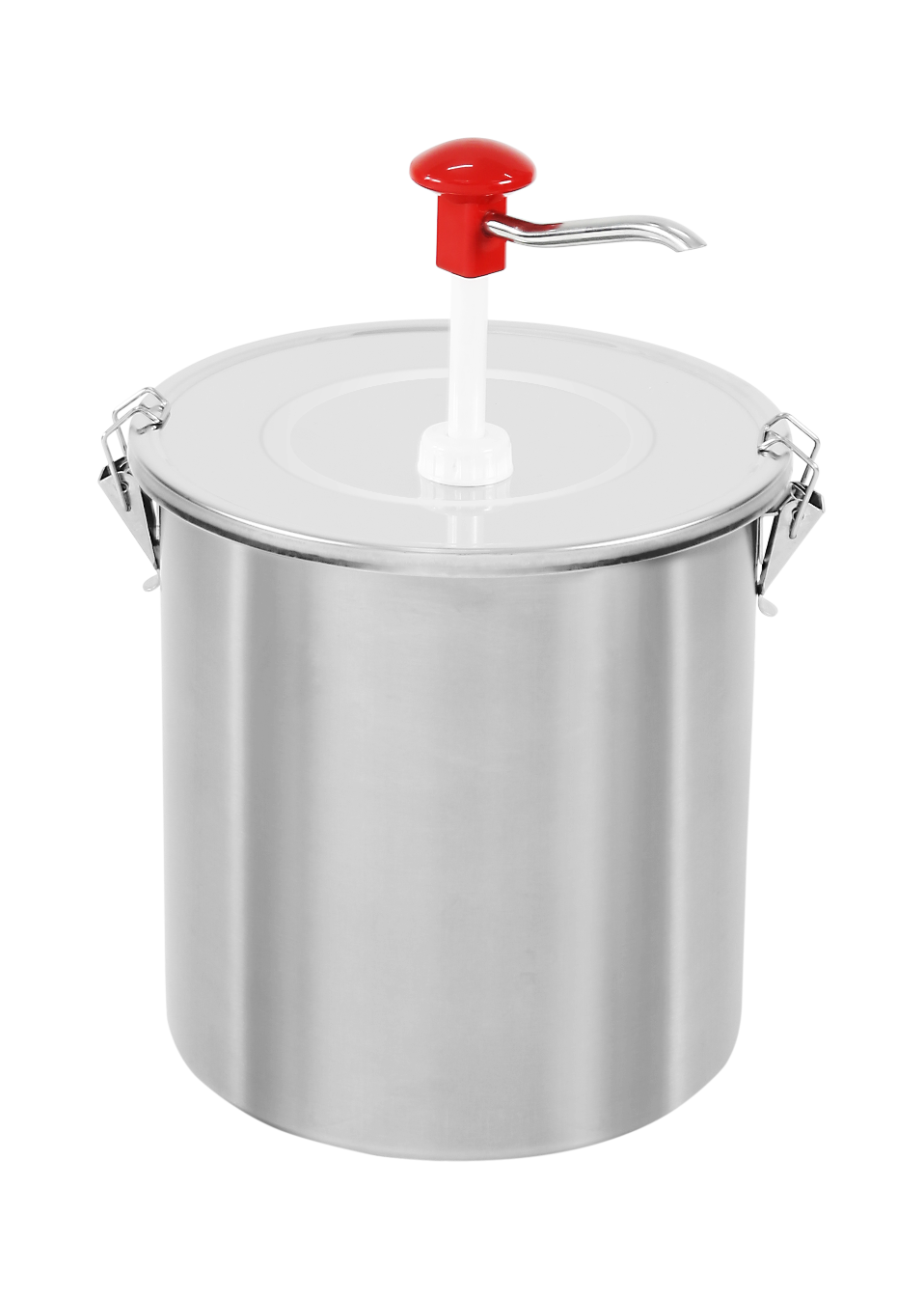 Eimerspender 10 Liter | Druckknopfsteuerung | Deckel und Behälter aus Edelstahl | 380(h)x265(Ø)mm