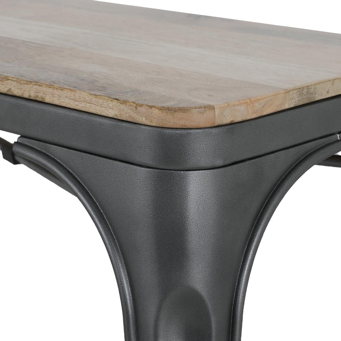 Banc d'intérieur avec assise en bois de manguier et cadre gris acier Bolero Bistro 1000 mm (lot de 2)