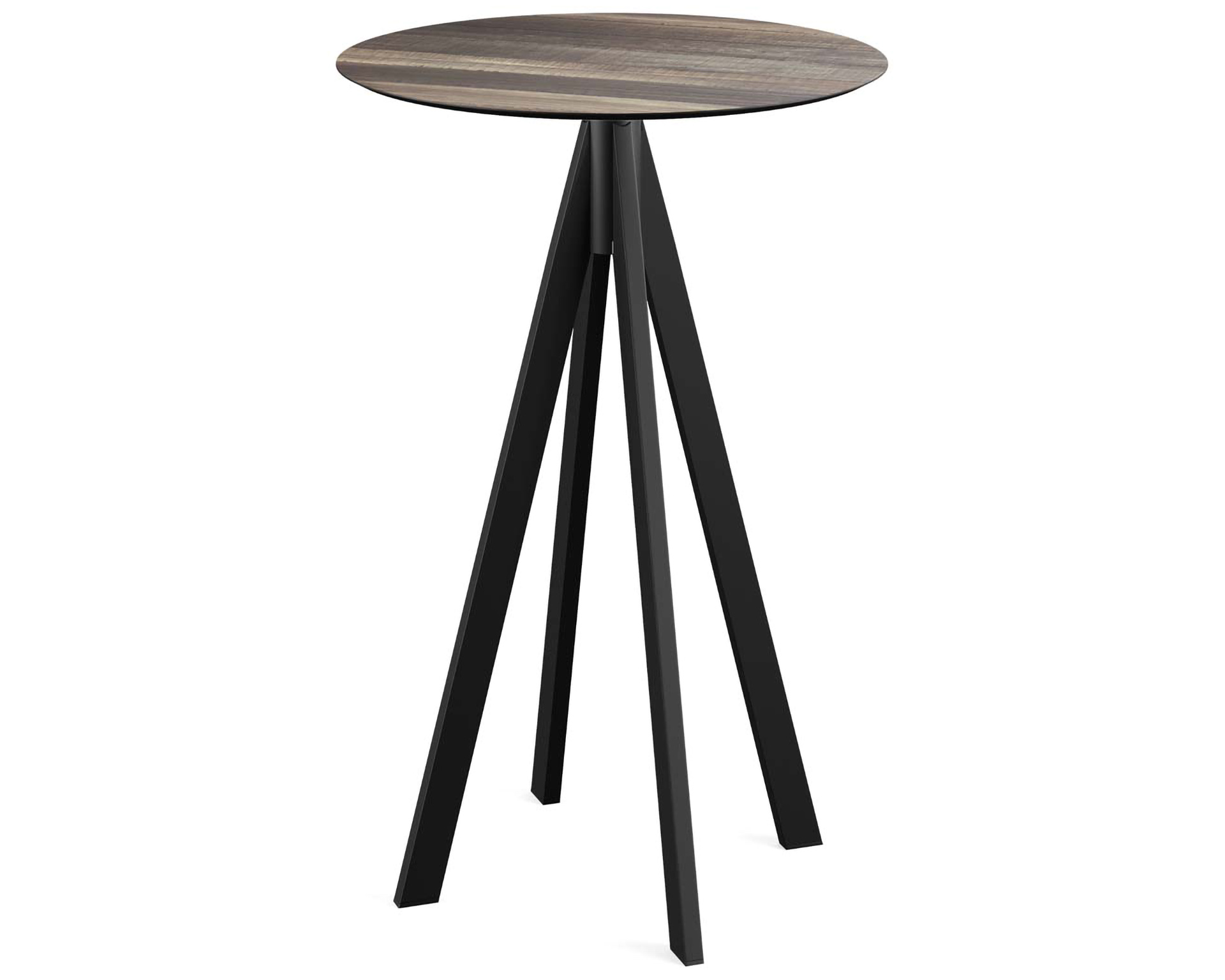 Table de bar Infinity piètement noir + plateau HPL Bois Tropical Ø70cm