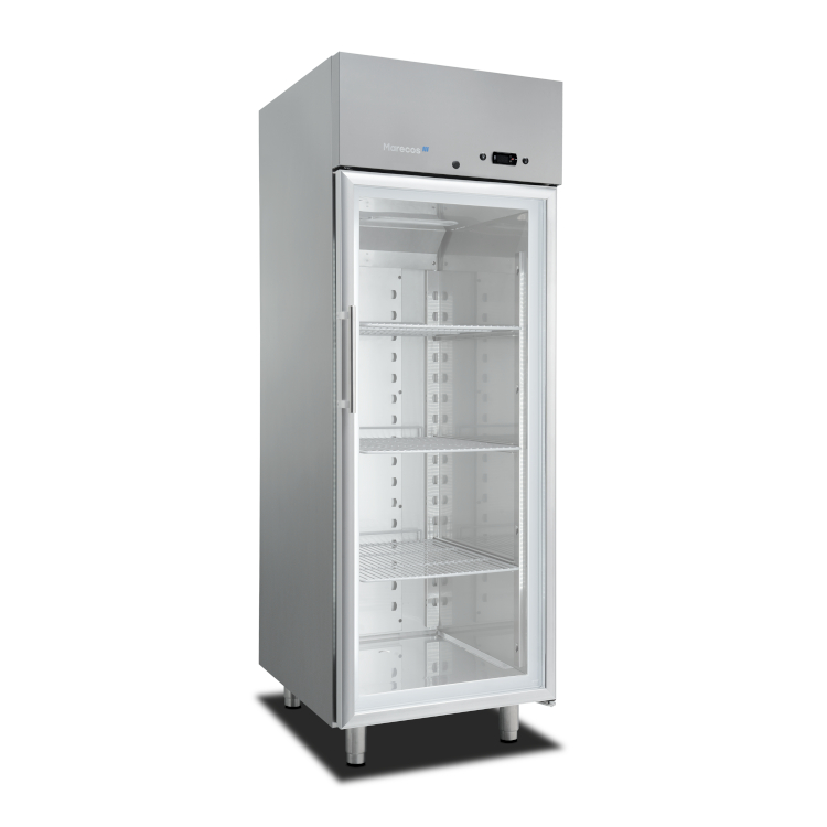 Marecos Softline roestvrijstalen GN 2/1 koeling met glasdeur 700 liter- geforceerd gekoeld