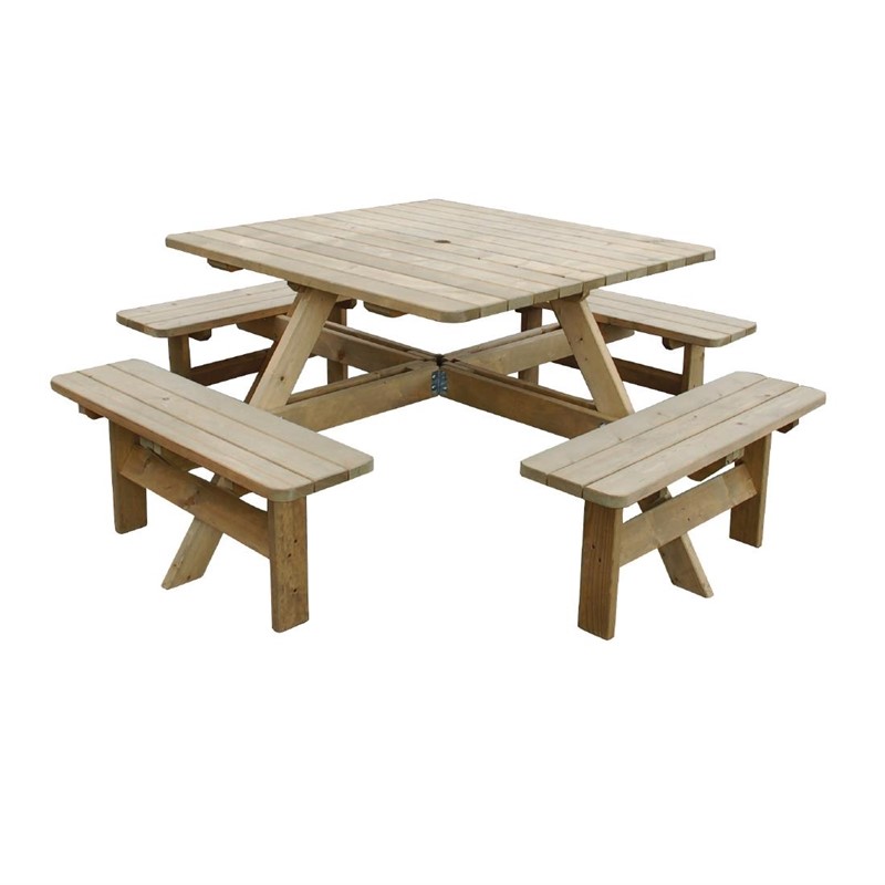 Table de pique-nique carrée en bois 198 cm