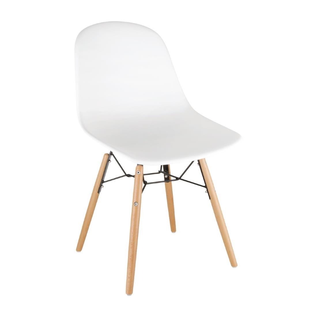Stühle aus Polypropylen mit Holzbeinen | 2 Stück | 460 x 540 x (H) 830 mm | Verfügbar in 4 Farben