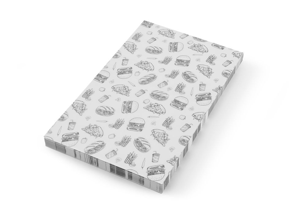 Papier ingraissable - Motif illustration fast-food - 500 u. - 250x350mm