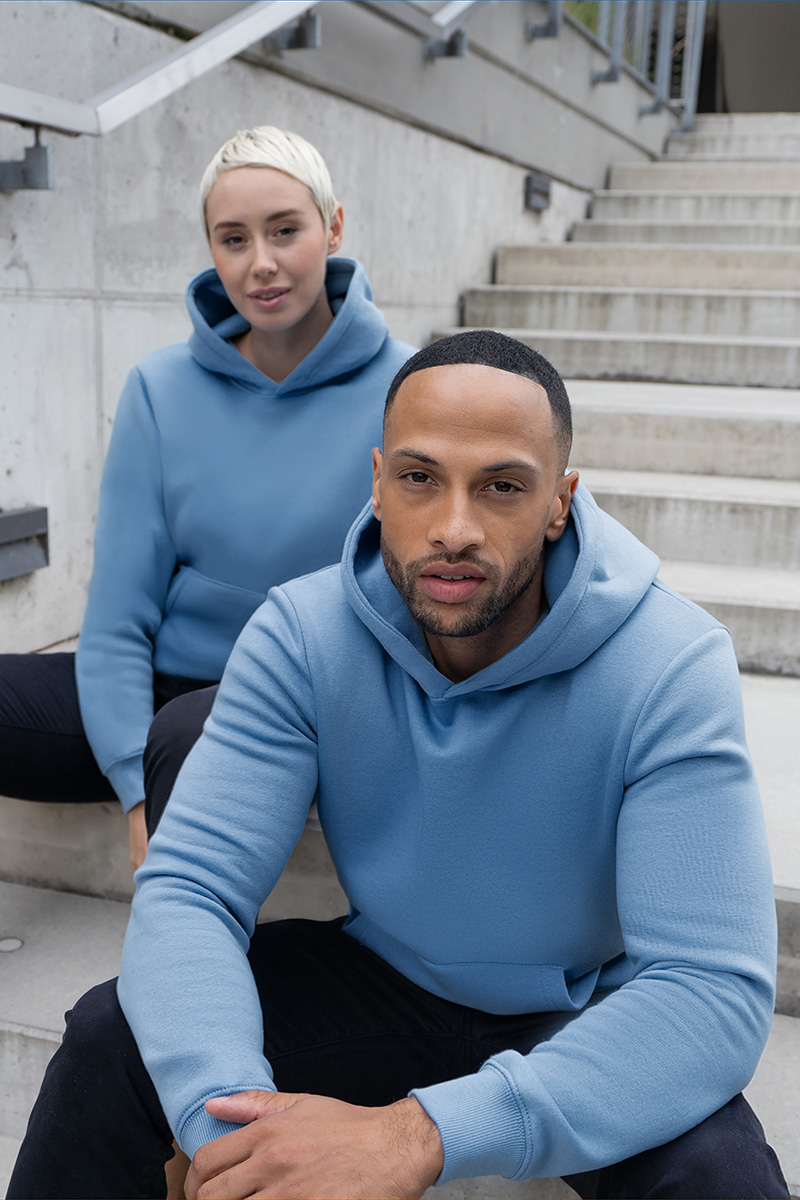 Herren Workwear Sweat Hoodie Soft-Face, aus nachhaltigem Material - Eisblau - L