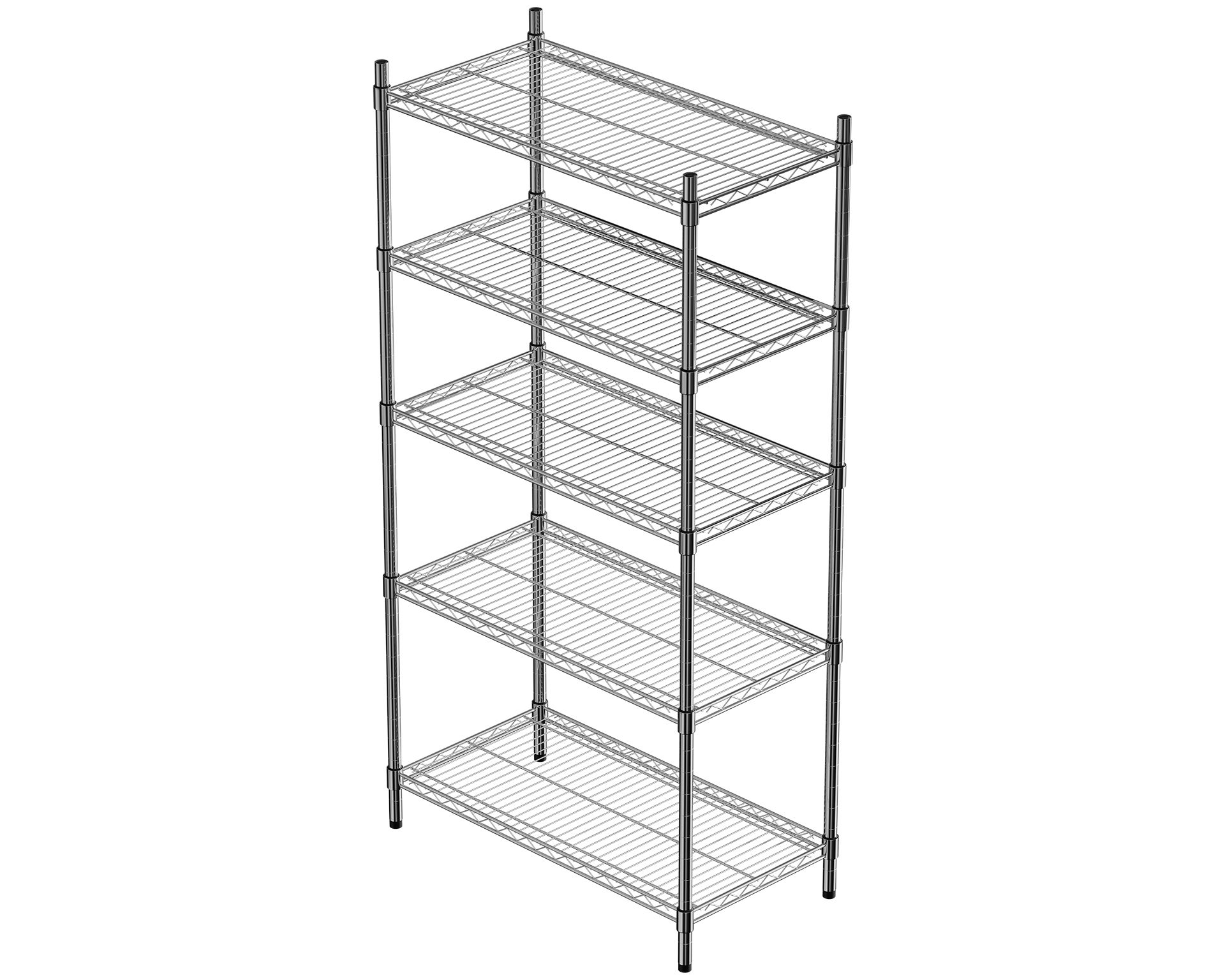 Stellingkast - 5 Schappen - Chroom - 910x455x(h)1810mm