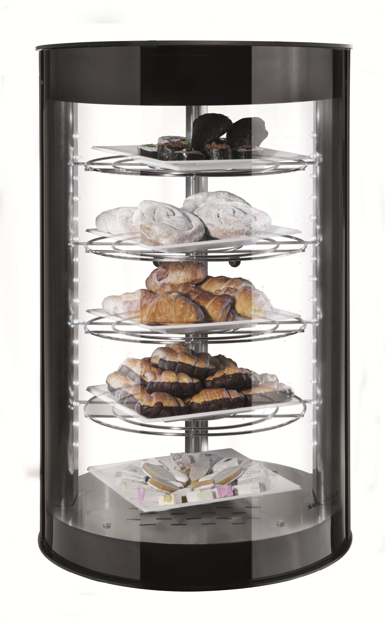 Ronde Warmhoudvitrine - 4 Niveaus - 435x435x(H)710mm - Met LED