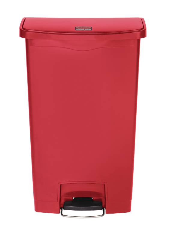 Afvalbak Rubbermaid slim step on met frontpedaal 68L 500x311x(h)803mm rood