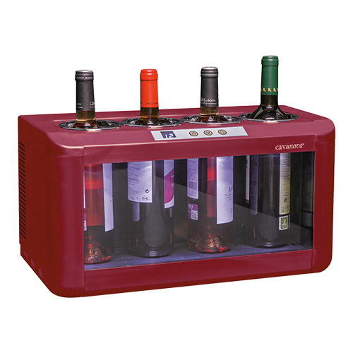 Electro Thermische Flessenkoeler Rood | Geschikt voor 4 Flessen | 5° ~ 18°C | 480x260x(H)260mm