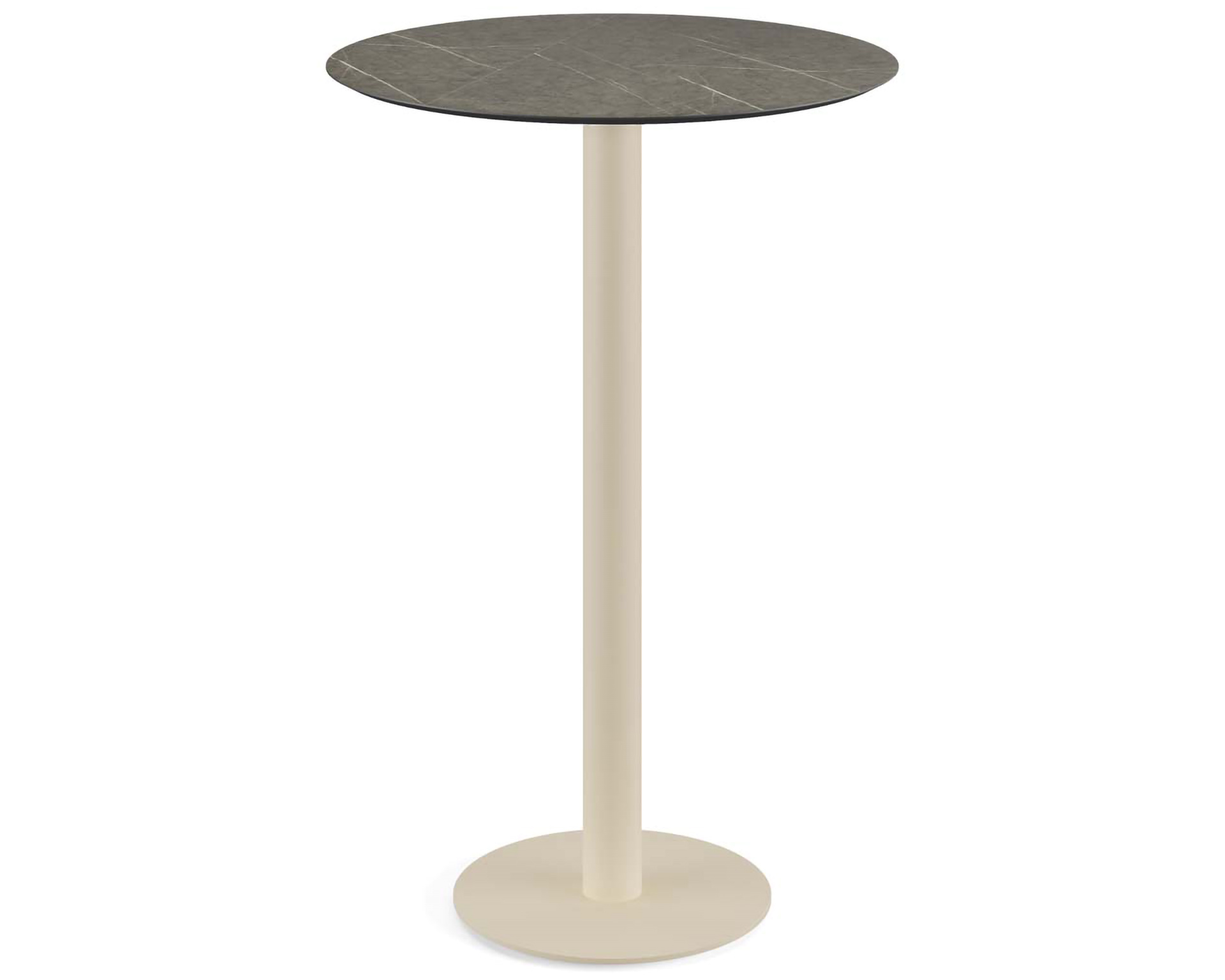 Table de bar Urban piètement sable + plateau HPL Midnight Marble Ø70cm