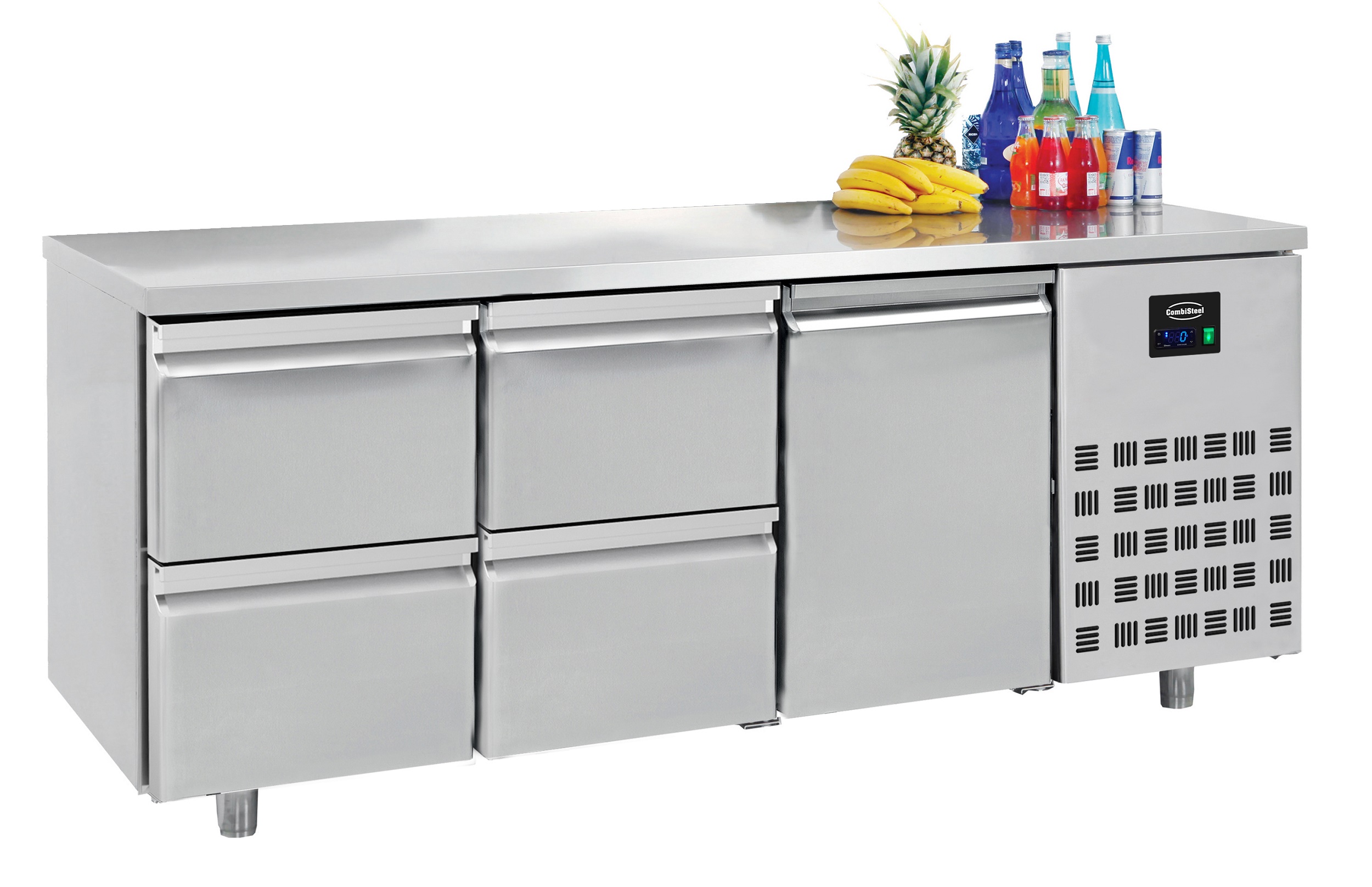 Comptoir réfrigéré 700 1 porte+4 tiroirs 474 litres - 1865x700x(H)850mm