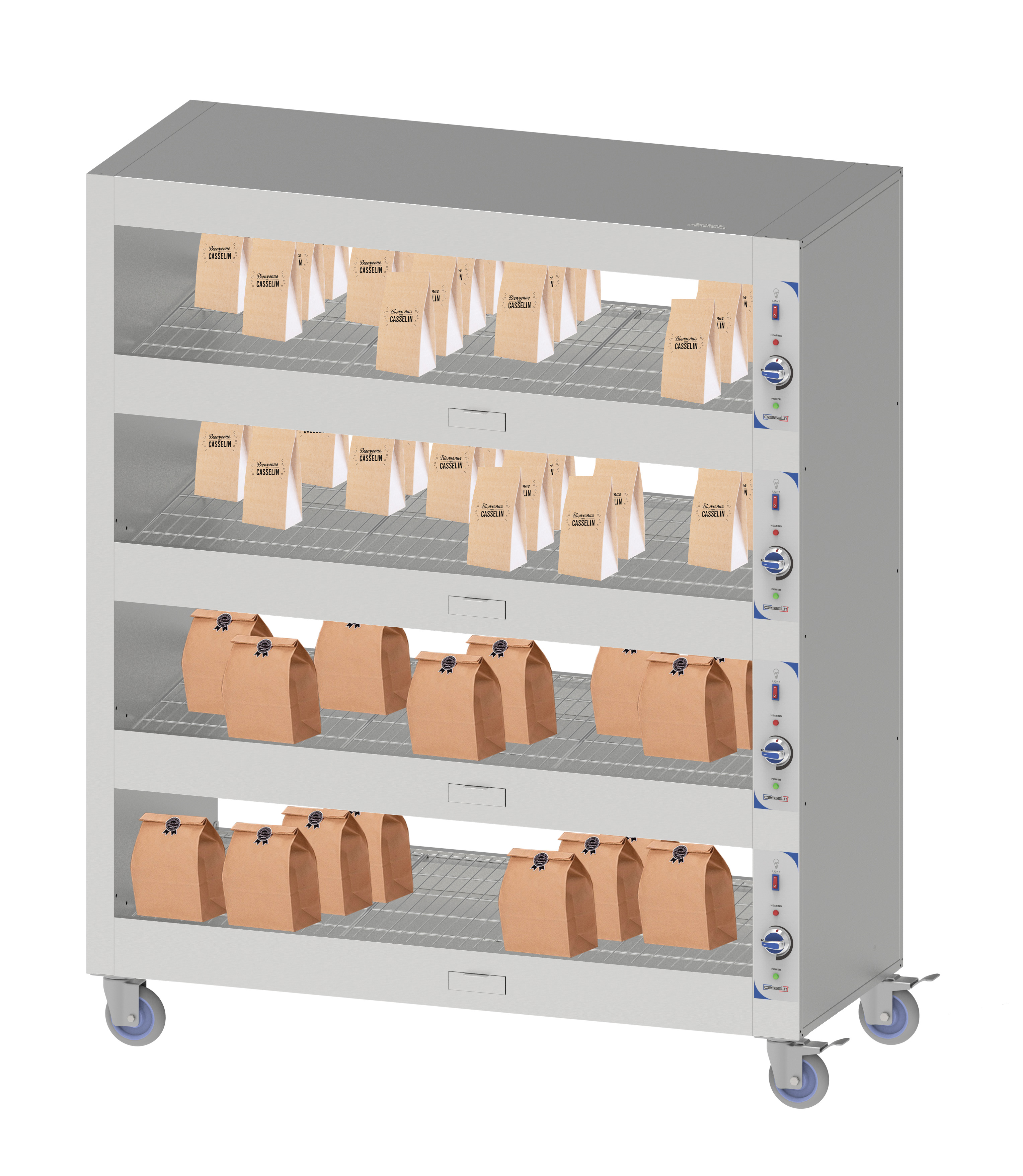 Mobiele Verwarmde Etagère 180 - 1800x630x(H)1788mm - 400V
