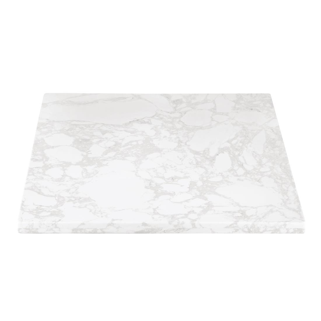 Bolero Quadratische Tischplatte mit Marmoreffekt Weiß 600mm