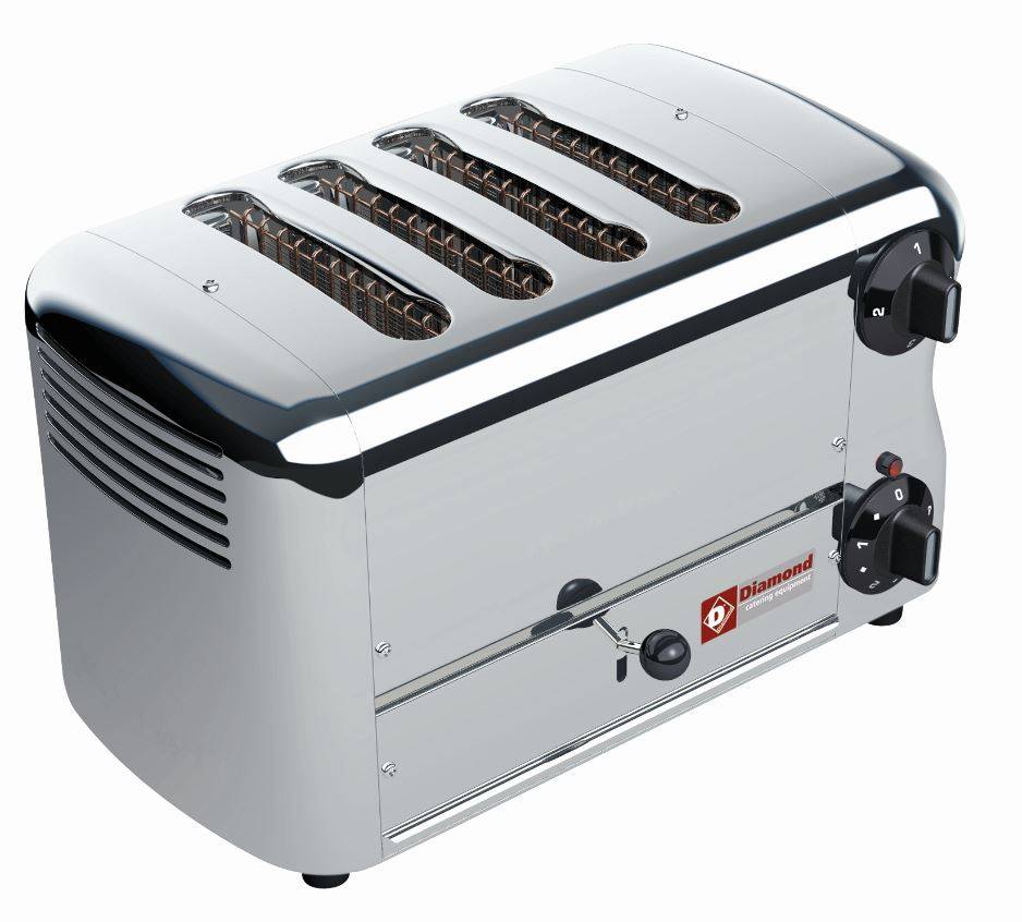OUTLET 4 Sneden Toaster Professioneel | Zilver - timer met hoorbaar alarm - 36x22x(H)21cm - 2300W