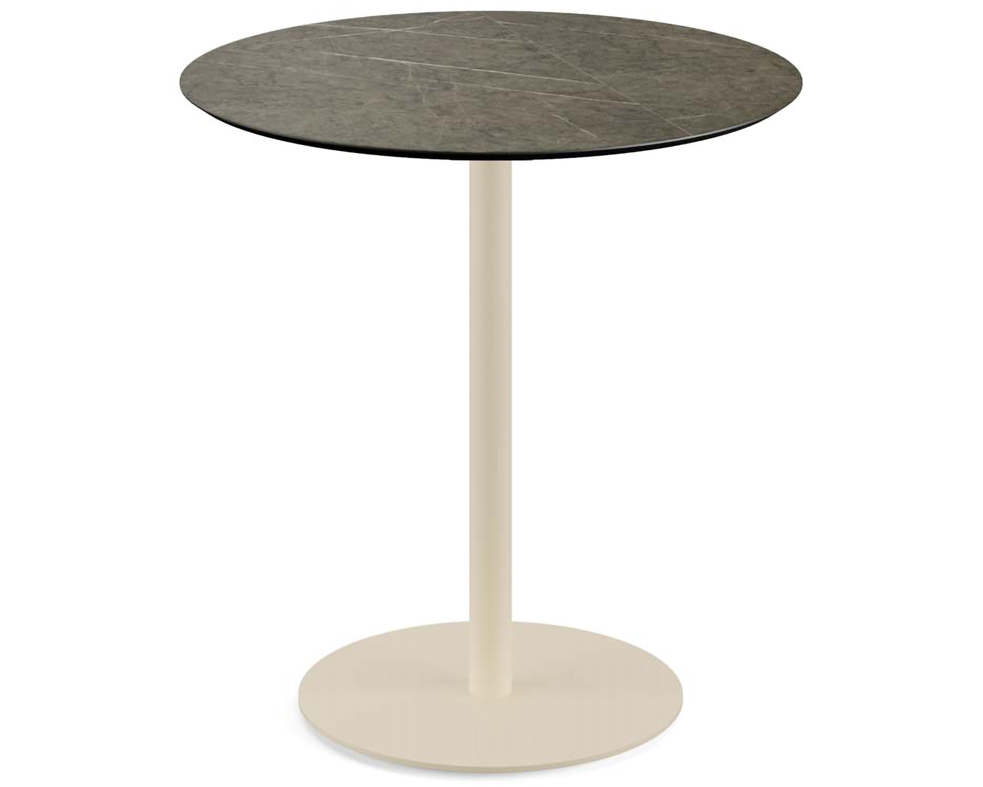 Urban terrastafel zand frame + Midnight Marble HPL tafelblad Ø70cm